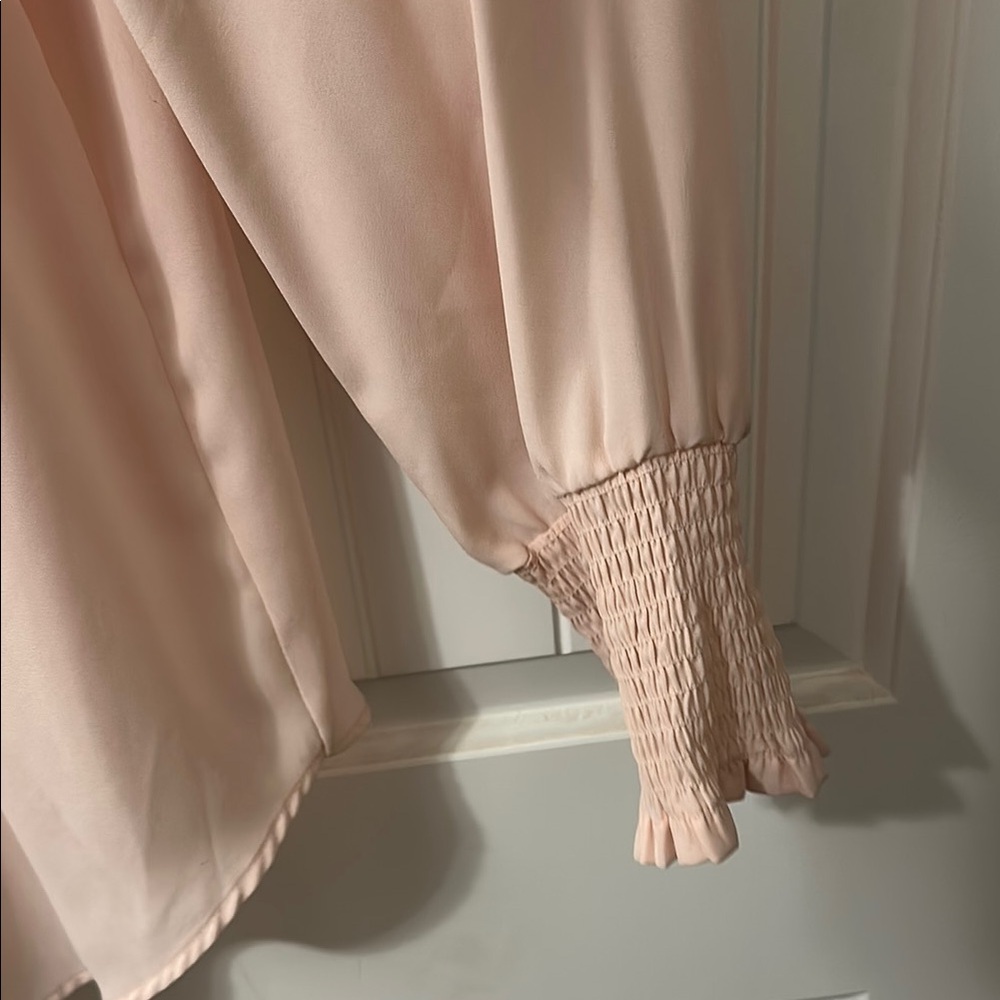 LOFT Pink Ruffled Blouse with Bib Collar - Picture 5 of 5